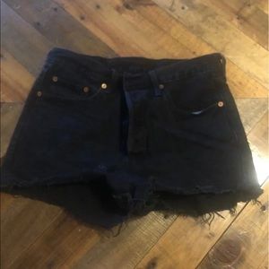 Black Levi 501 denim shorts